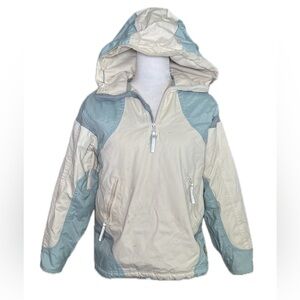 American Eagle AE77 Blue White Hooded Winter Jacket Sustainable Insulated Small